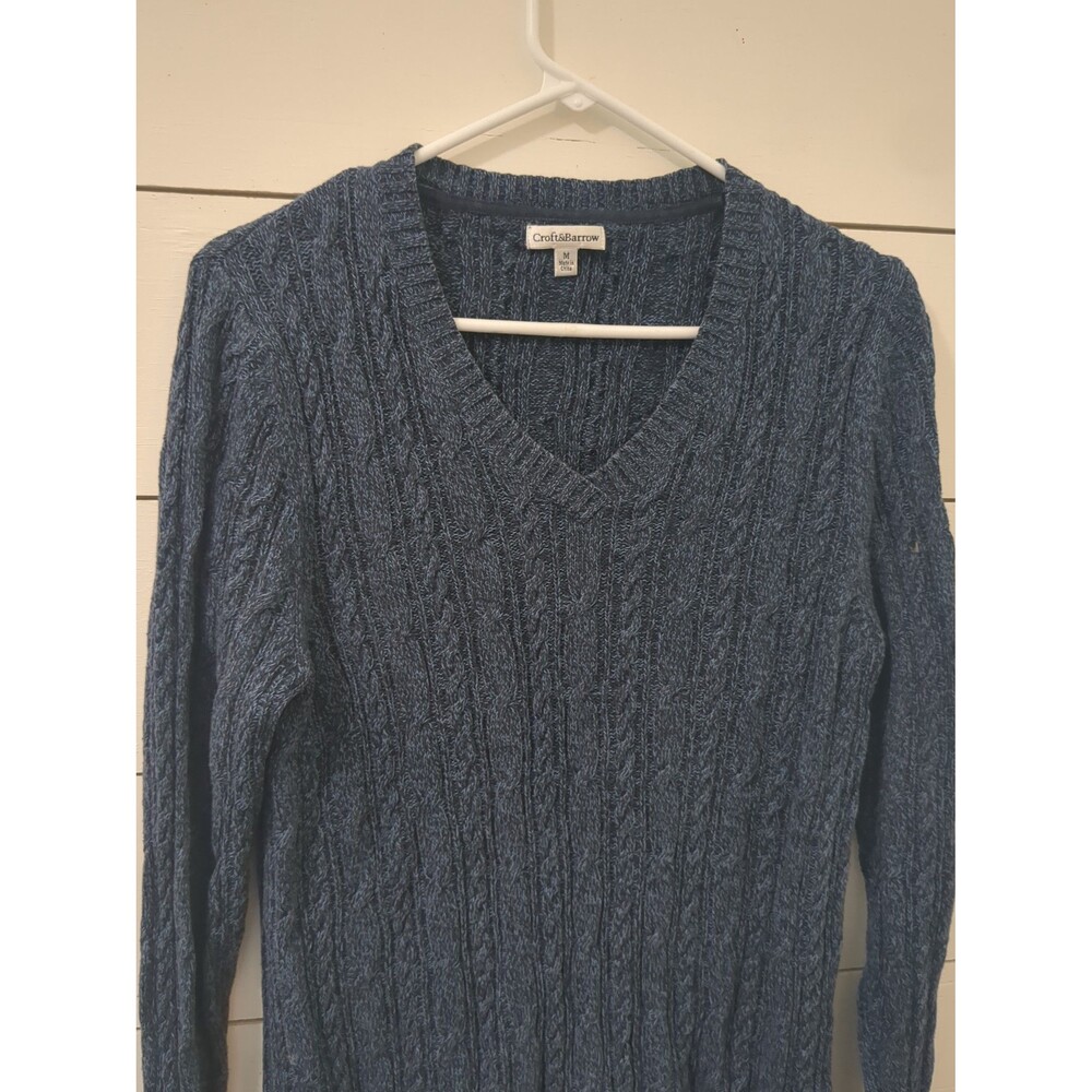 Croft& barrow medium v-neck 100% cotton sweater coastal fall boho